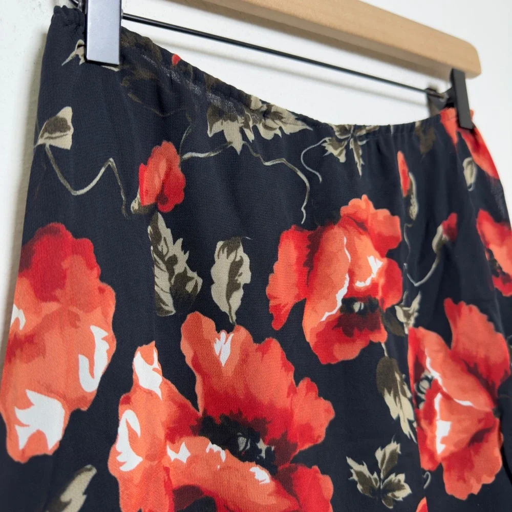 VTG 90s Fairy Grunge Women Skirt Small Black Red Floral Button Whimsigoth Maxi - Picture 3 of 7